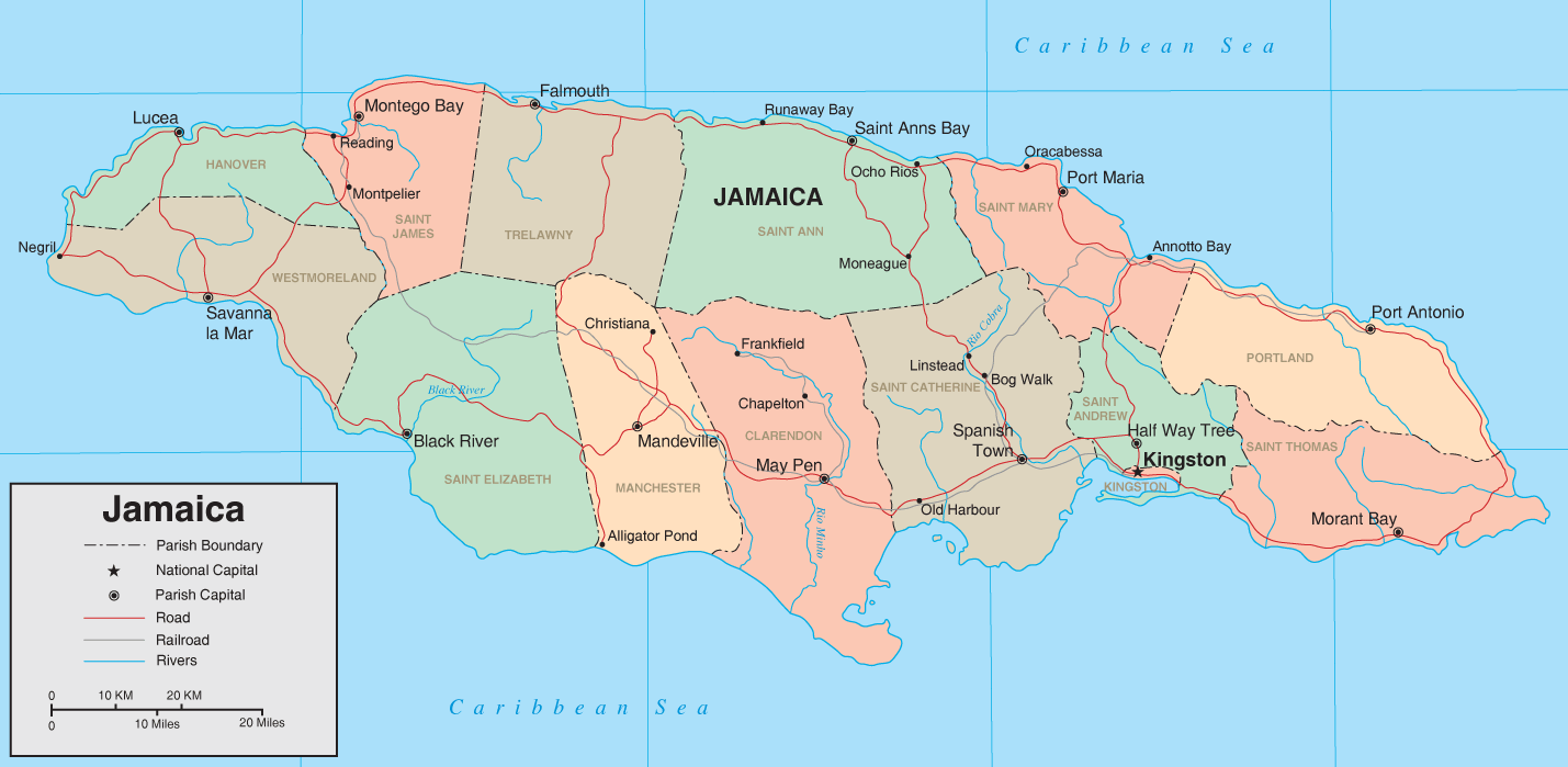 Political Map of Jamaica